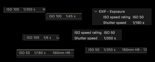 copal shutter settings - metadata