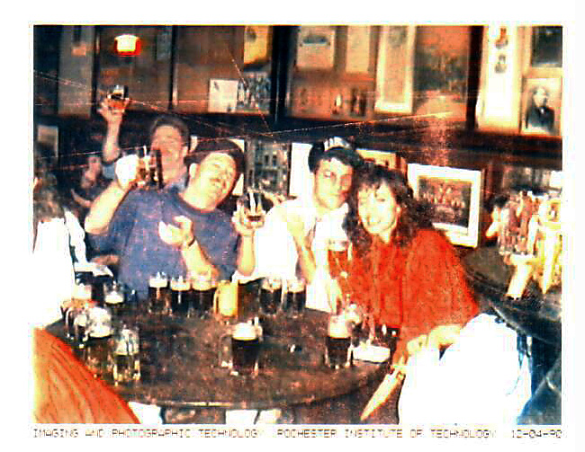 My first digital image from 1990 at McSorely’s Old Ale House, NYC with a table full of Dark!
