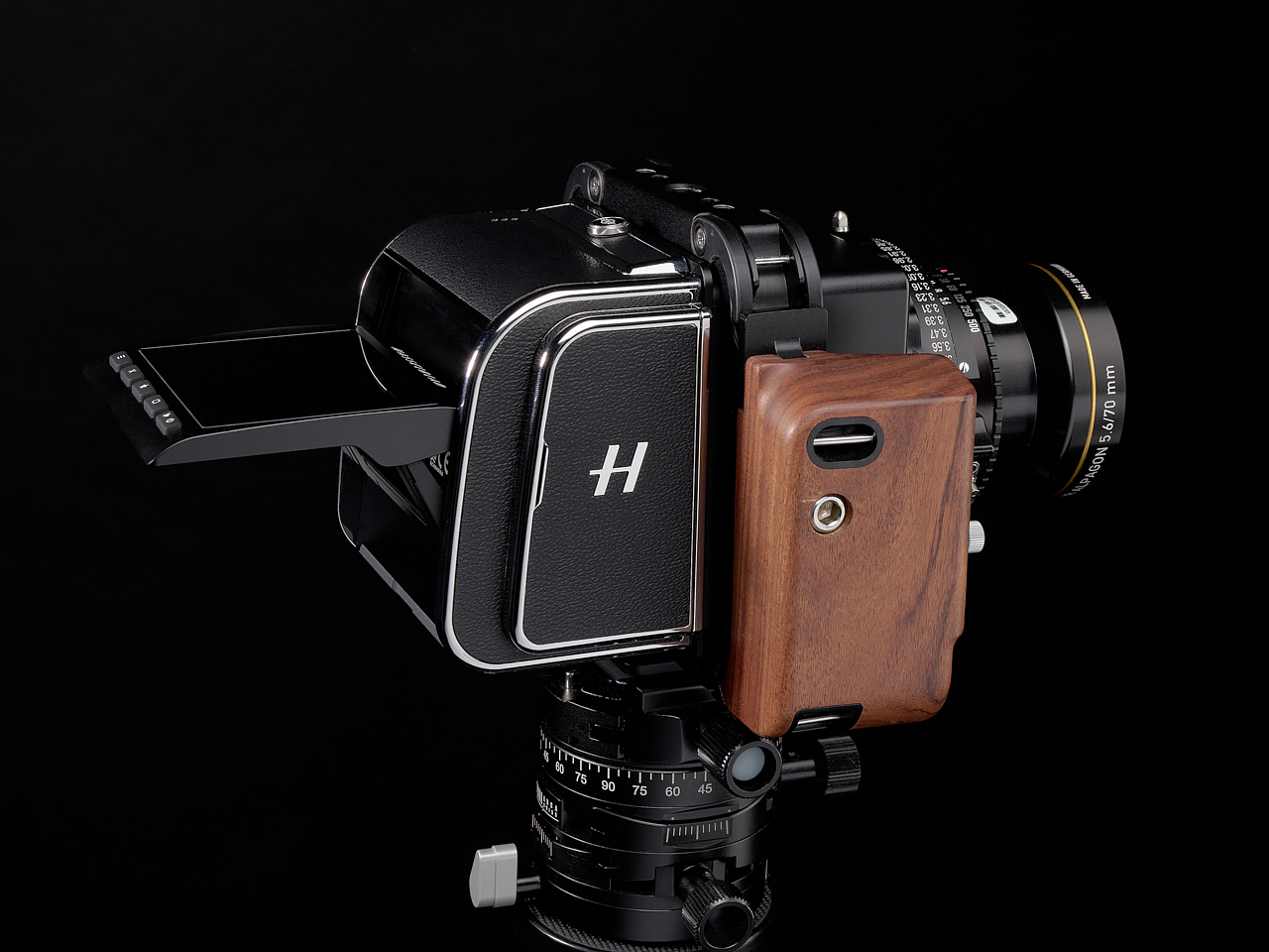 Hasselblad 50C paired with Alpa 12 TC, with Rosewood Grip, and Rodenstock 70 HR-W Lens