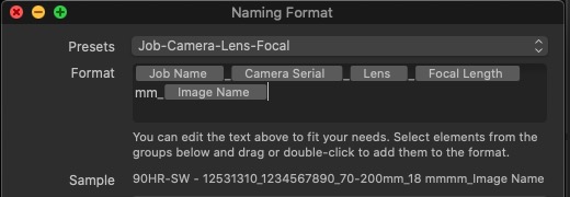 Capture One import naming via automated tokens - Fujifilm GF35-70mm Lens 