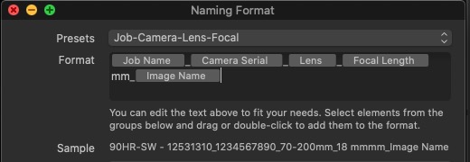 Capture One import naming via automated tokens - Fujifilm GF35-70mm Lens