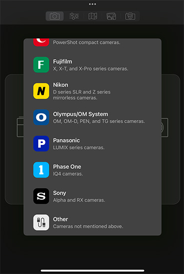 Cascable menu Phase One IQ4 - Network Enter IP Address - Connect