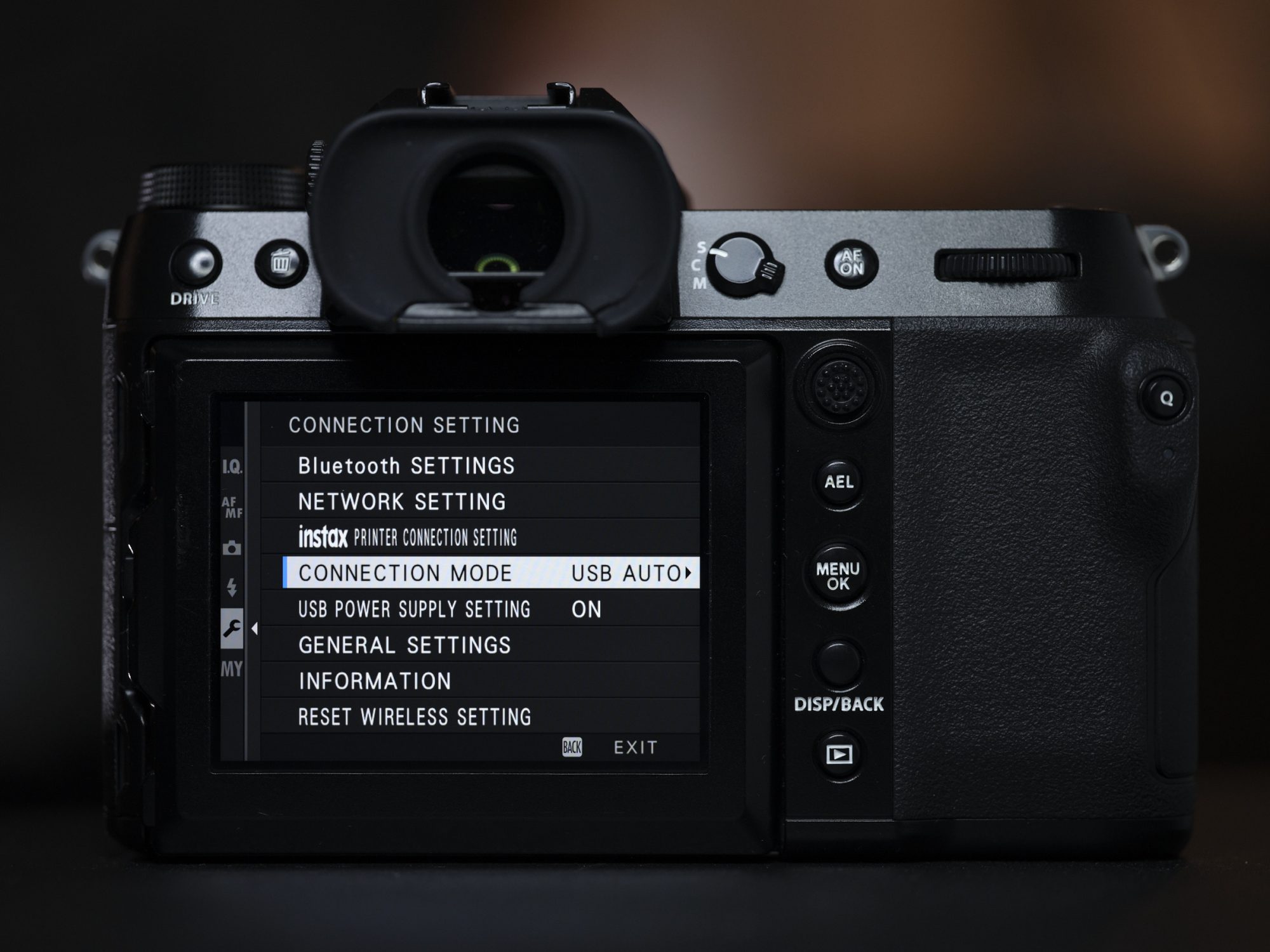 Fujifilm GFX Camera Body Menu Settings Set-Up Connection Mode USB Auto Tutorial How To Tether without SD Card