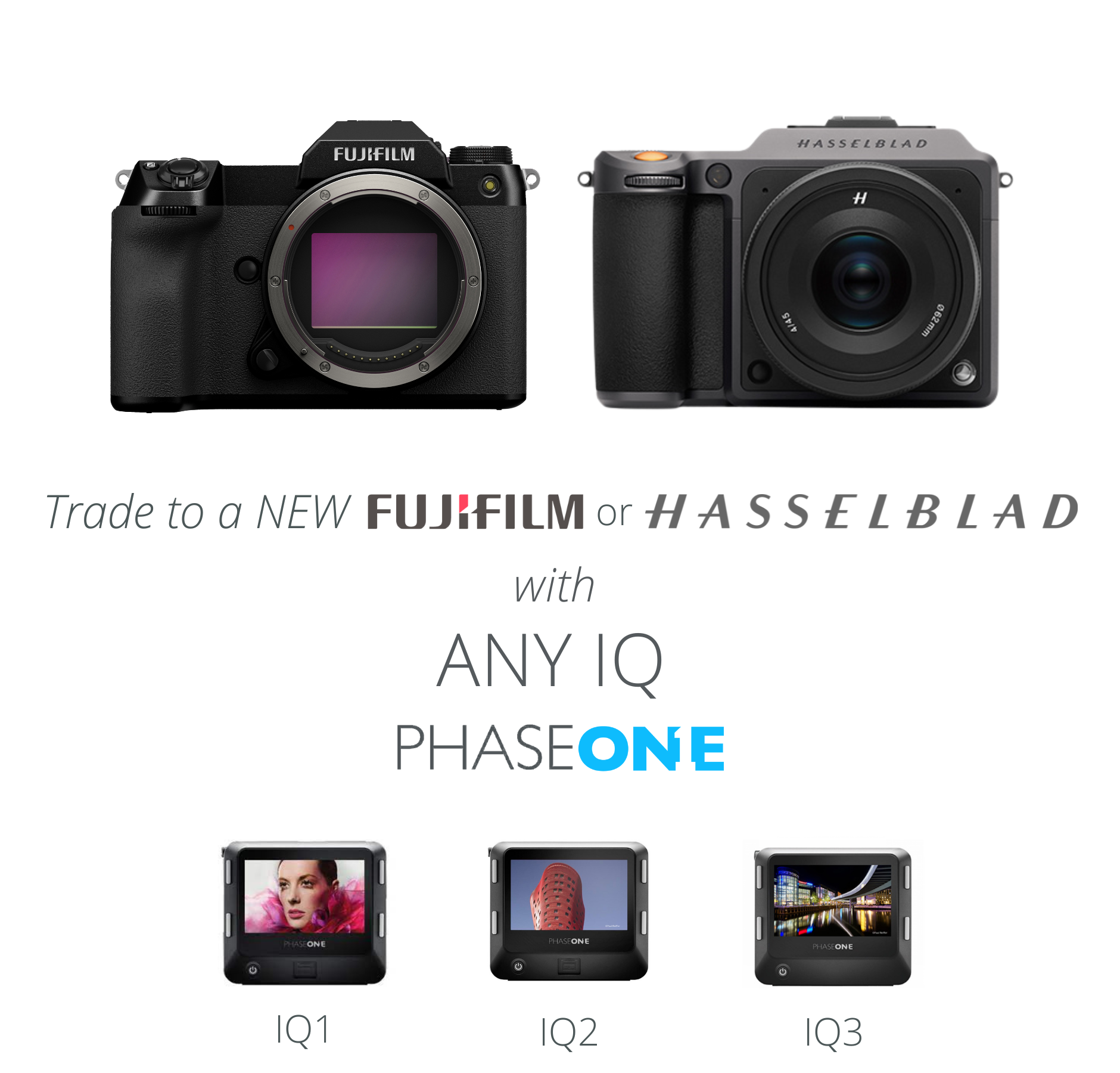 Trade to a Fujifilm or Hasselblad from Any Phase One IQ 