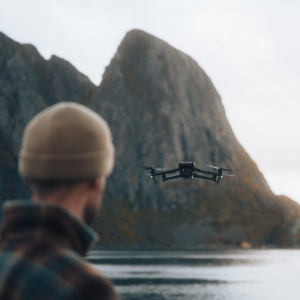 DJI drone over water