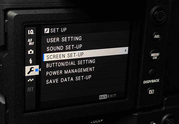 Tech Tip:  Brighten your GFX display for use with Flash fujifilm - menu system screen set-up 