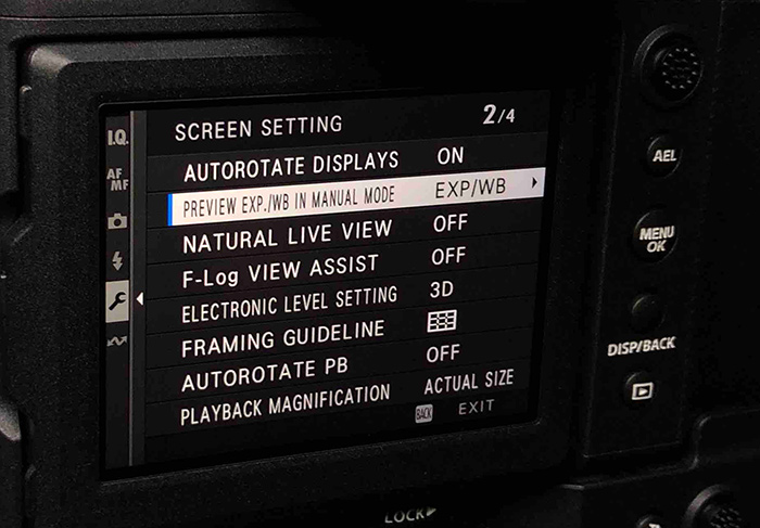 Tech Tip: Brighten your GFX display for use with Flash fujifilm - menu system exposure wb manual mode