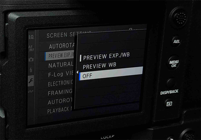 Tech Tip:  Brighten your GFX display for use with Flash fujifilm - menu system screen set-up 