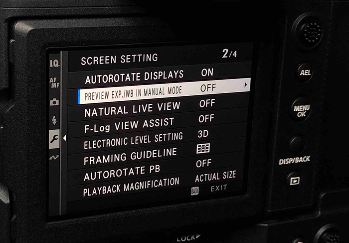 Tech Tip:  Brighten your GFX display for use with Flash fujifilm - menu system screen set-up 