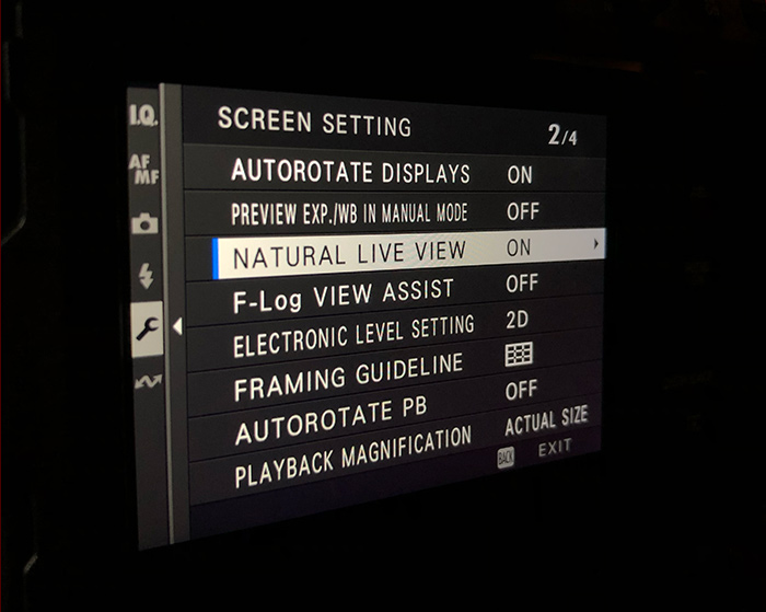 Tech Tip:  Brighten your GFX display for use with Flash fujifilm - menu system natural live view