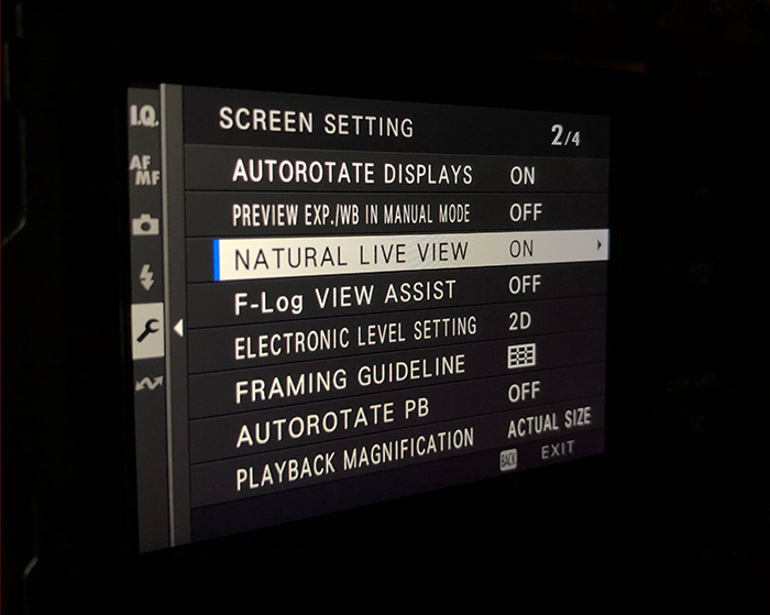 Tech Tip: Brighten your GFX display for use with Flash fujifilm - menu system natural live view