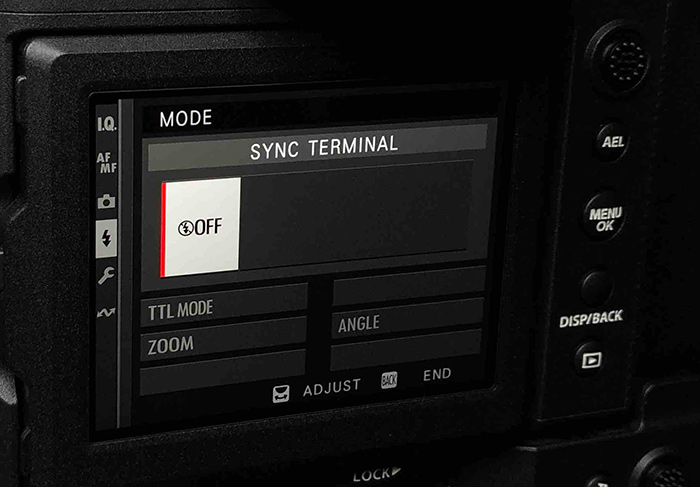 Fujifilm GFX Sync Terminal - menu setup 