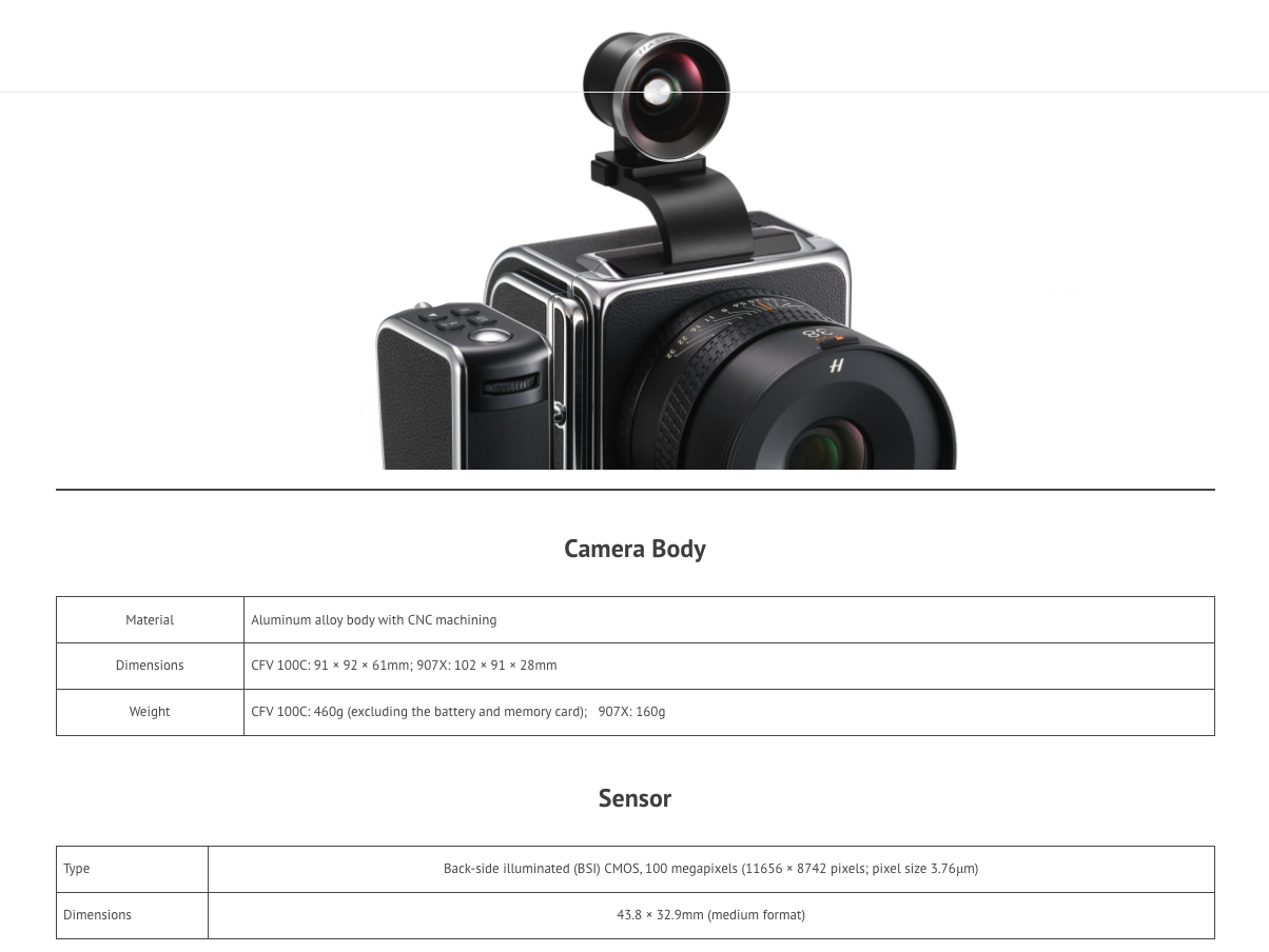 The Hasselblad 907x 100c Specifications - Capture Integration